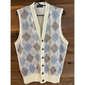 Vintage Blair‎ Cardigan 80s V-Neck Wool Wooden Like Buttons Womans Size L